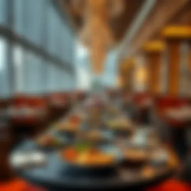 Culinary Diversity in Downtown Hotel Dining Diverse dining options presented in a downtown hotel setting