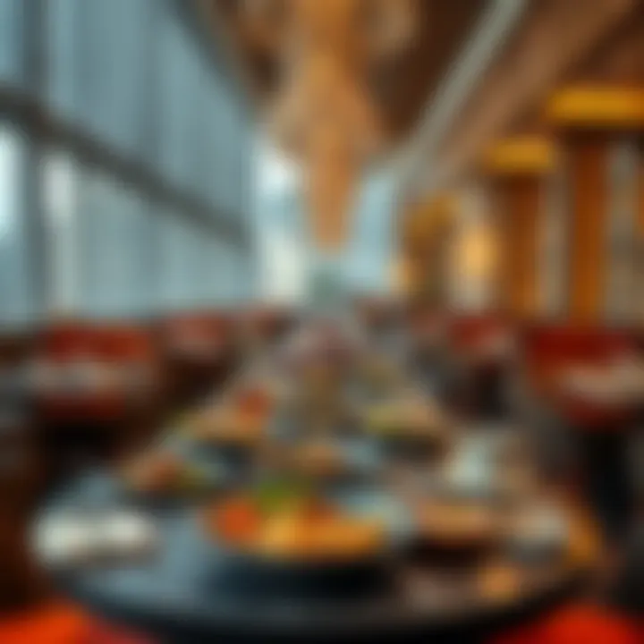 Culinary Diversity in Downtown Hotel Dining Diverse dining options presented in a downtown hotel setting