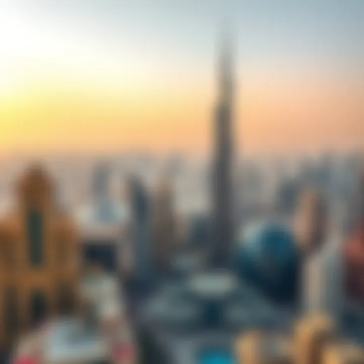 Aerial view of Dubai's skyline showcasing iconic buildings