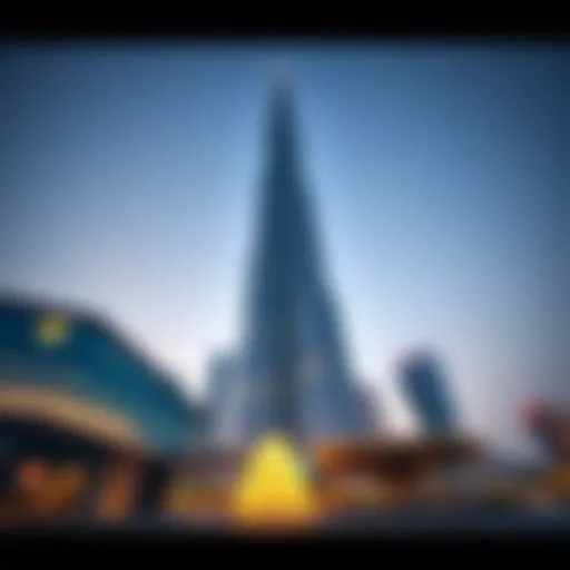 Architectural view of Al Futtaim Festival Tower showcasing its unique design