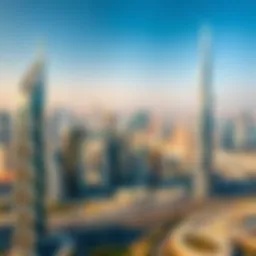 Panoramic view of Dubai skyline showcasing iconic buildings