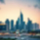 Modern UAE Skyline A serene view of a modern UAE skyline at dusk, showcasing architectural beauty and urban safety.