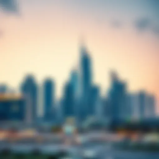 Modern UAE Skyline A serene view of a modern UAE skyline at dusk, showcasing architectural beauty and urban safety.