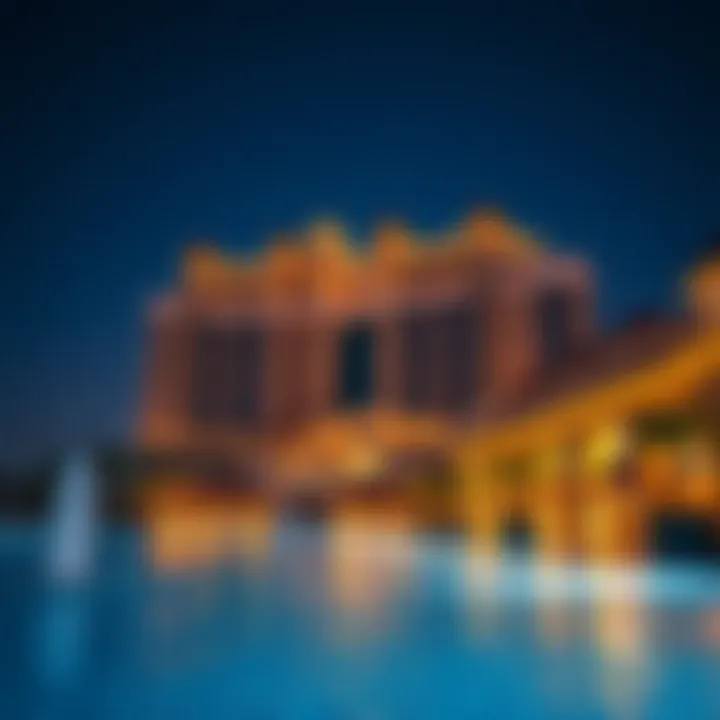 Atlantis Resort at Night Evening lights illuminating Atlantis resort