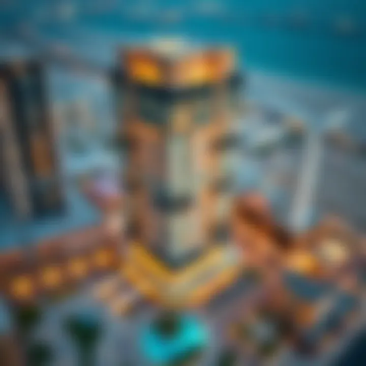 Aerial view of Azizi Building's strategic location in Dubai