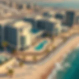 Stunning aerial view of Dubai's beachfront properties showcasing modern architecture and sandy shores