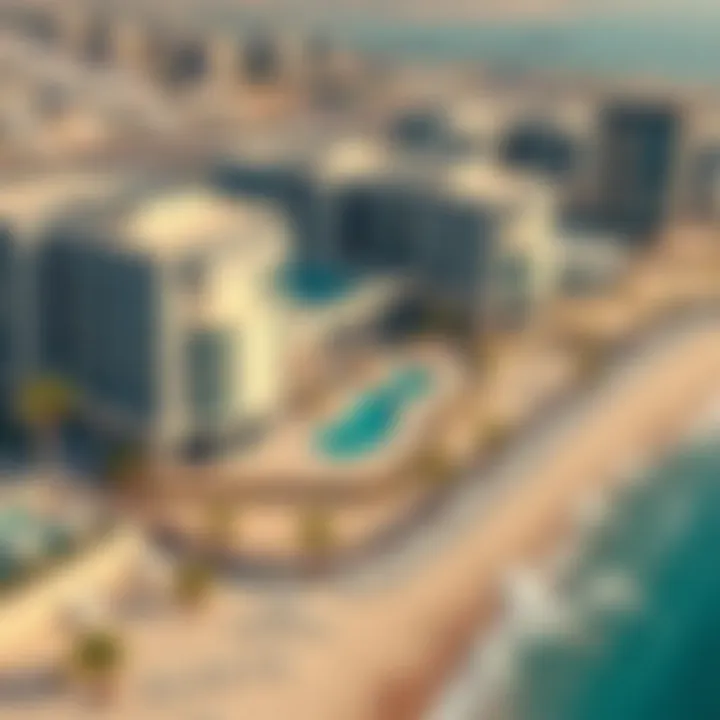 Stunning aerial view of Dubai's beachfront properties showcasing modern architecture and sandy shores