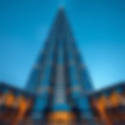 Stunning view of Burj Khalifa from the ground showcasing its architectural grandeur.