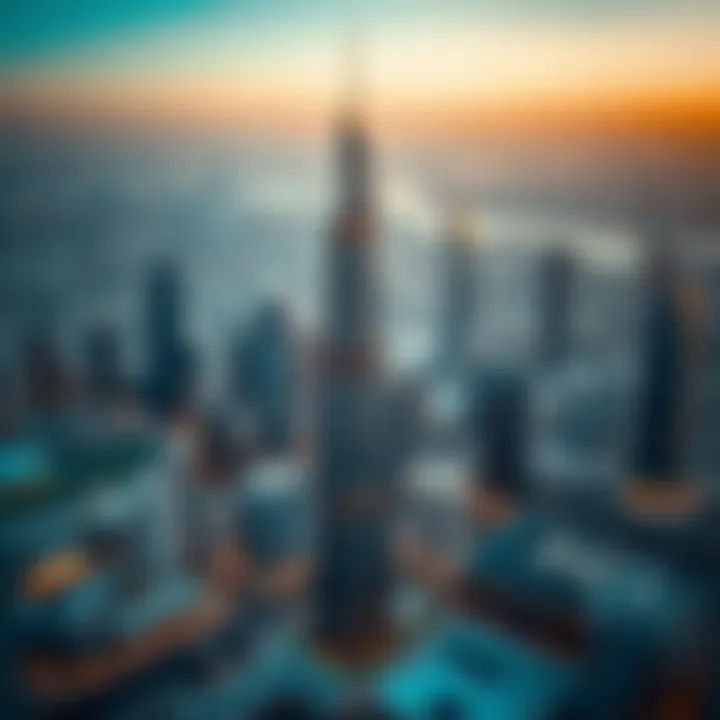 Champion Tower: A Focal Point in Dubai's Skyline Aerial view of Dubai cityscape with Champion Tower as a focal point