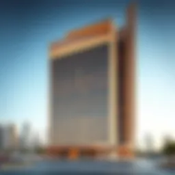 Stunning view of Citadel Tower against the Dubai skyline