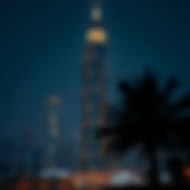 Citadel Tower: A Nighttime Icon Citadel Tower illuminated at night, enhancing Dubai's skyline