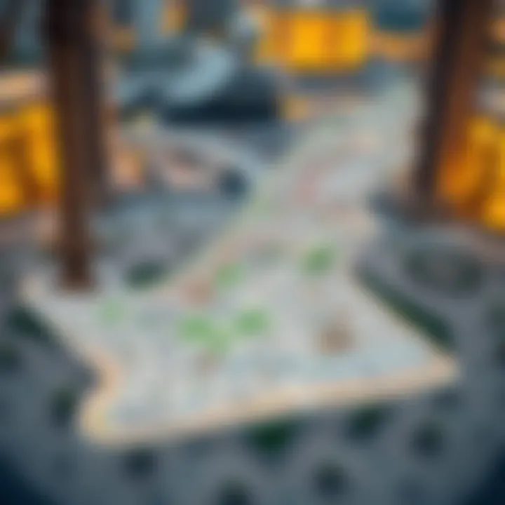 Map showcasing the freehold areas in Dubai