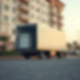 A well-organized moving truck parked in front of an Abu Dhabi apartment