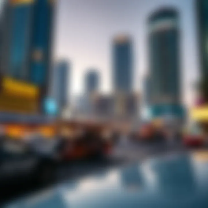 Dynamic Real Estate Landscape A bustling real estate market scene in Dubai