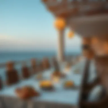 A gourmet dining setup overlooking the ocean