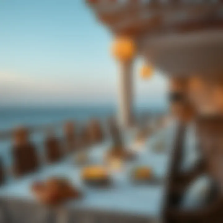A gourmet dining setup overlooking the ocean