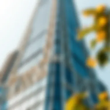 Intricate design details of the skyscraper's façade