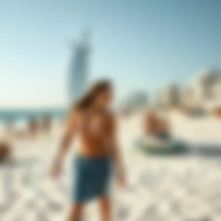 Vibrant lifestyle scene depicting residents enjoying leisure activities on the beach in Dubai