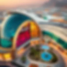 Aerial view of Dubai Hills Mall showcasing its architectural design