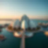 Stunning aerial view of the Dubai Lagoon Lotus showcasing its architectural beauty