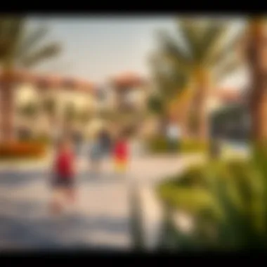 Community park in Dubai South with families enjoying leisure activities