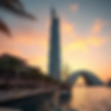Dubai Creek Tower at Sunset Stunning view of Dubai Creek Tower against the sunset sky