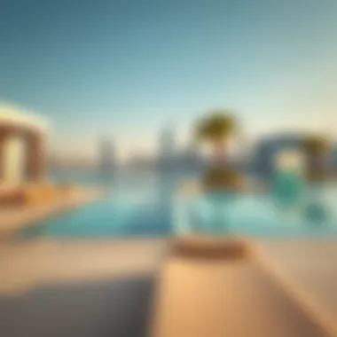 Relaxation and Luxury at the Poolside Luxurious pool area with skyline view from Escan Marina Tower