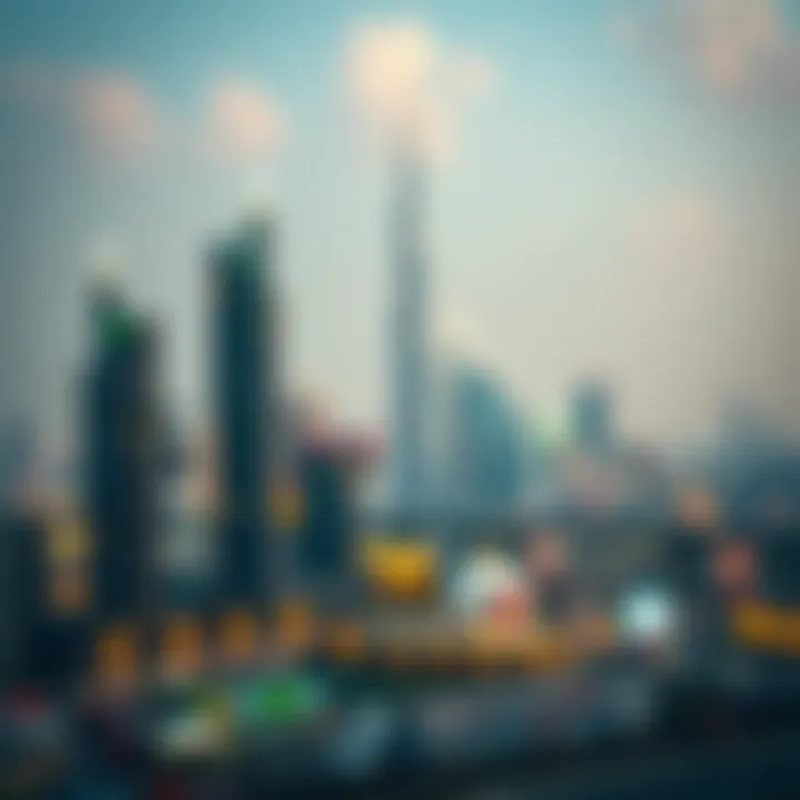 Dubai's Skyline Amidst Holiday Celebrations Overview of Dubai skyline with holiday festivities