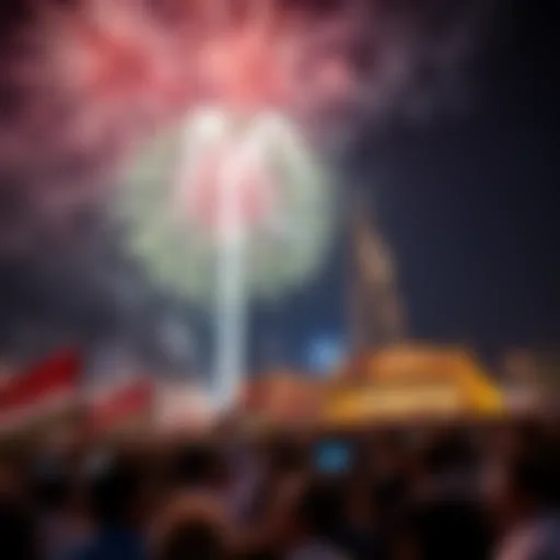 Celebration of UAE National Day with fireworks