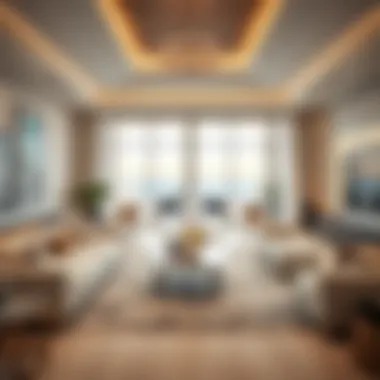 Luxurious living room interior of a villa featuring modern furnishings