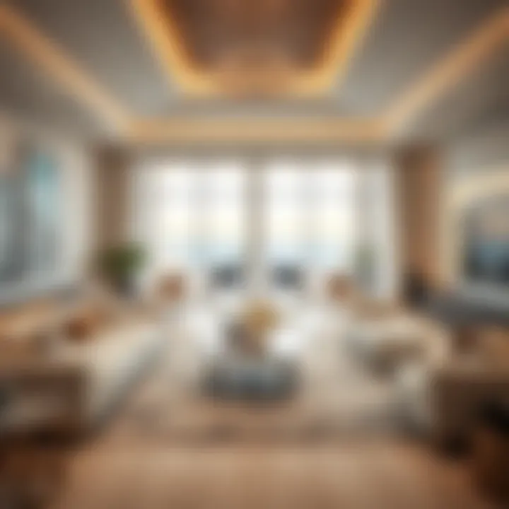 Luxurious living room interior of a villa featuring modern furnishings