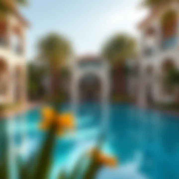 Stunning outdoor pool area surrounded by lush landscaping