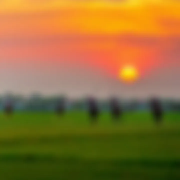 Al Habtoor Polo Fields at Sunset Captivating view of Al Habtoor Polo fields under a vibrant sunset