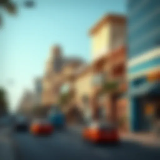 Vibrant Streets of Al Karama A panoramic view of Al Karama showcasing its vibrant streets and architecture