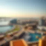 A panoramic view of Al Qana showcasing its modern architecture and waterfront