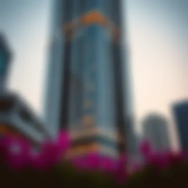 Modern Design Features of Al Warsan Tower Architectural details highlighting modern design of Al Warsan Tower
