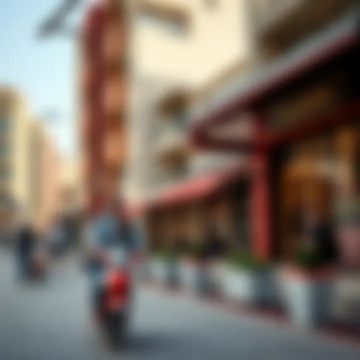 Vibrant neighborhood scene in Bur Dubai with shops and cafes