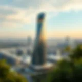 Panoramic view of Apricot Tower with its modern architecture