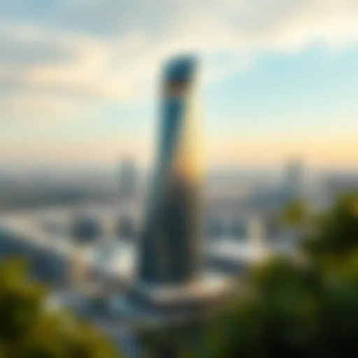 Panoramic view of Apricot Tower with its modern architecture