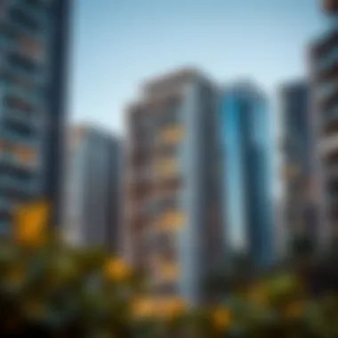 Modern apartment buildings in بني ياس شرق highlighting architectural diversity