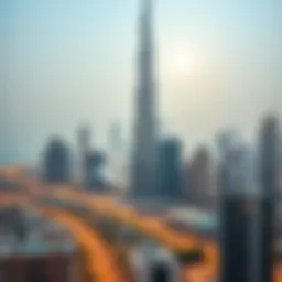 Stunning view of برج الإخلاص against the Dubai skyline