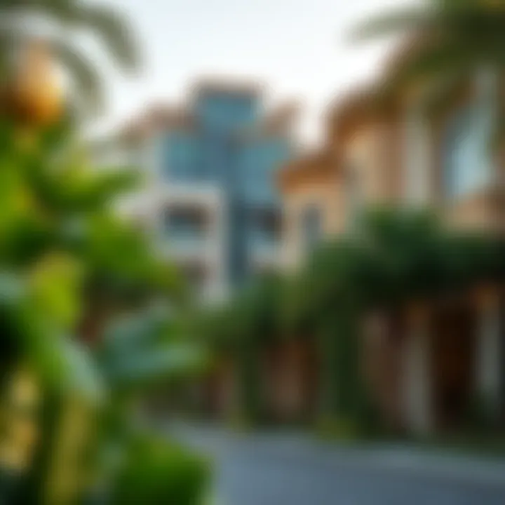 Luxurious residential area in Dubai with lush greenery