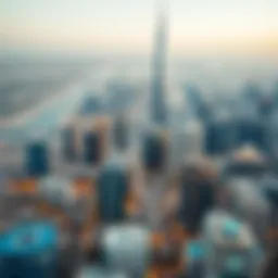 Aerial view of Dubai skyline with modern architecture