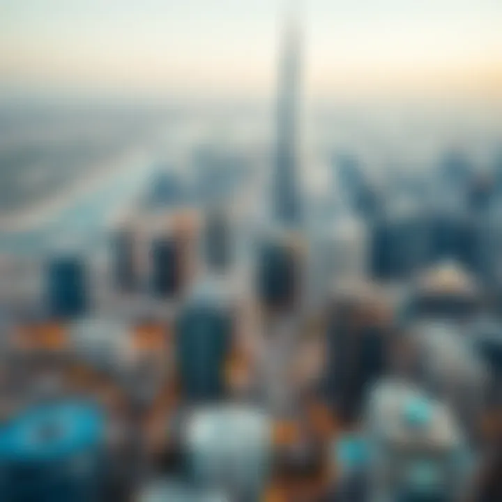 Aerial view of Dubai skyline with modern architecture