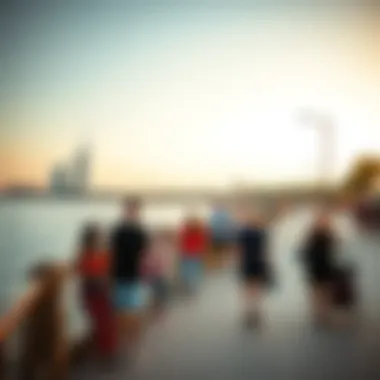 Leisure Activities at Riverland Visitors enjoying leisure activities along the scenic Riverland promenade