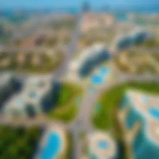 Aerial view of Dubai South showcasing modern architecture and green spaces