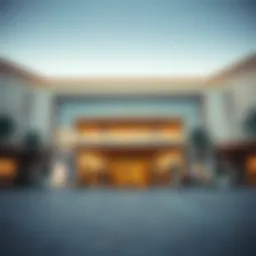 Luxurious outlet mall exterior showcasing modern architecture