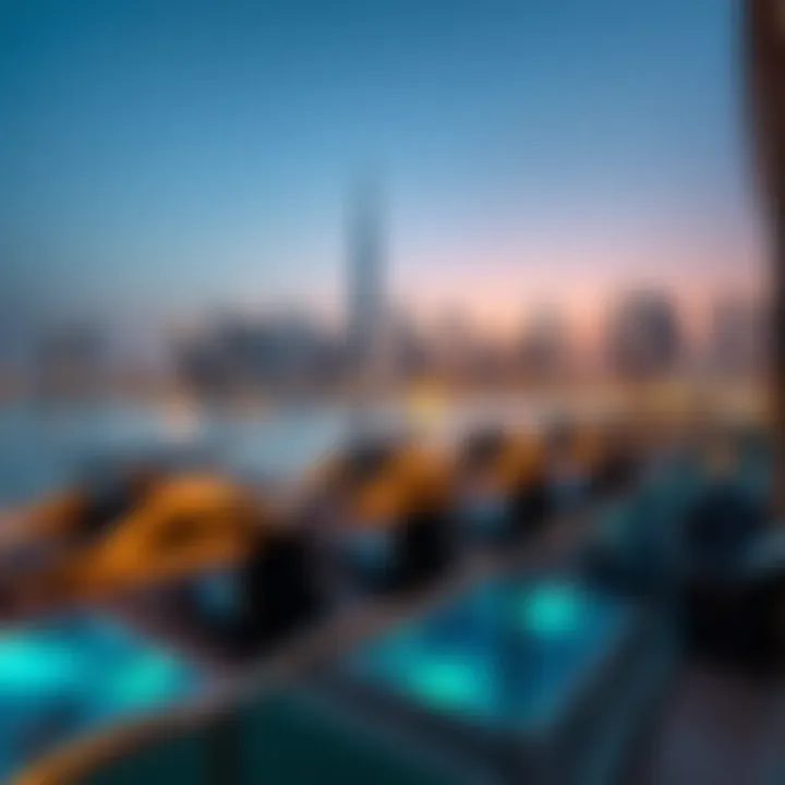 Stunning view of Dubai skyline from a sports residence balcony