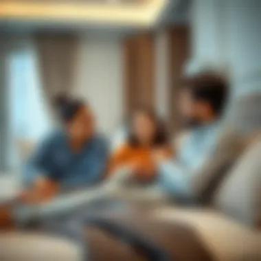 Family enjoying quality time in a rented room