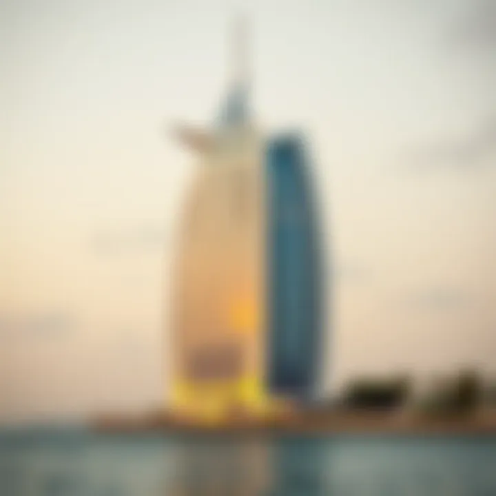 The luxurious Burj Al Arab standing proudly on the coastline
